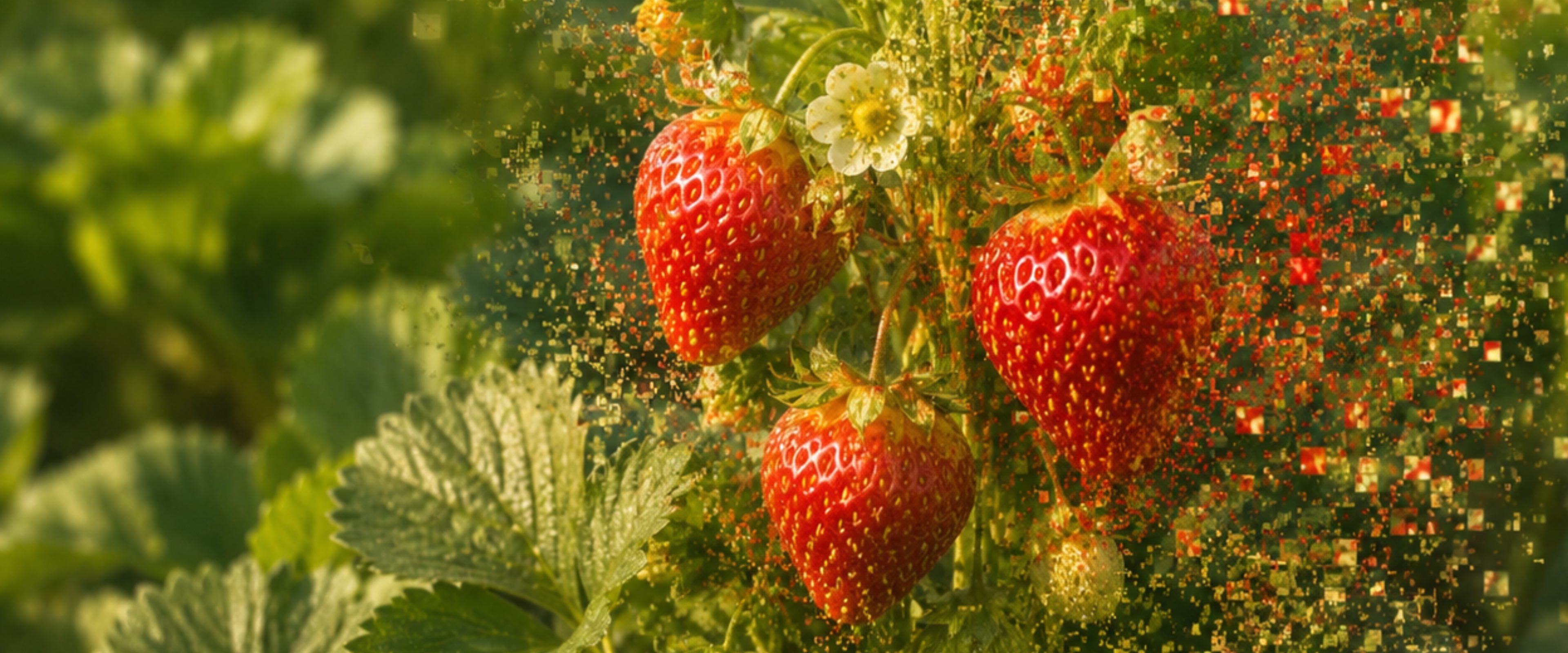 pixelated strawberries